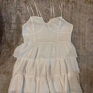 White ruffled and layered dress